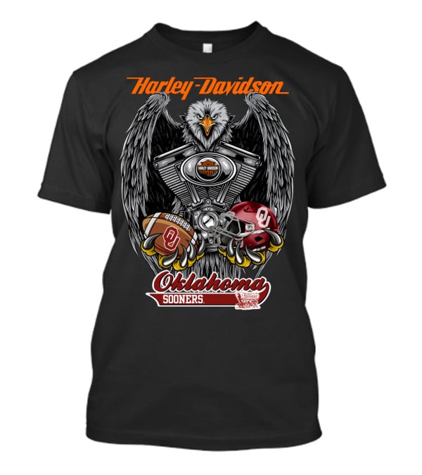 Harley Davidson Oklahoma Sooners Football Eagle Logo Ncaa T-Shirt