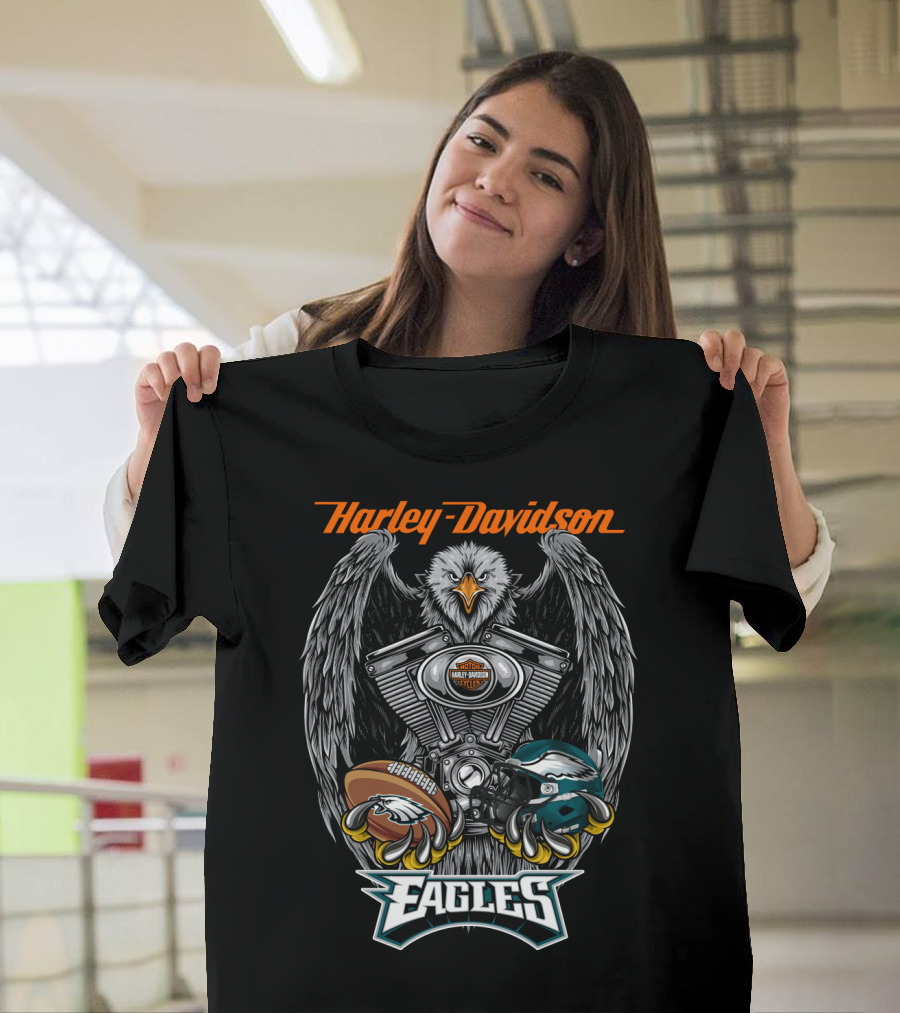 Harley Davidson Eagles Football Helmet Engine Eagle T-Shirt