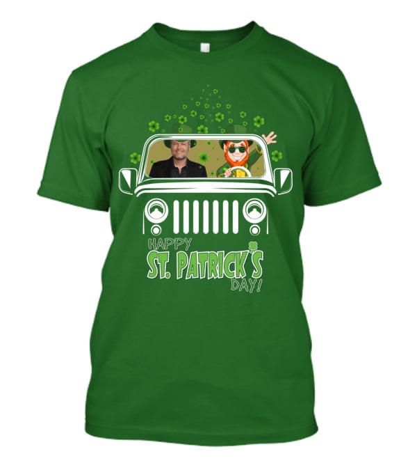 Blake Shelton Happy St. Patrick's Day Jeep Leprechaun And Clover Ride T-Shirt