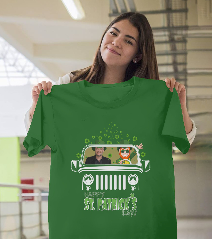 Blake Shelton Happy St. Patrick's Day Jeep Leprechaun And Clover Ride T-Shirt