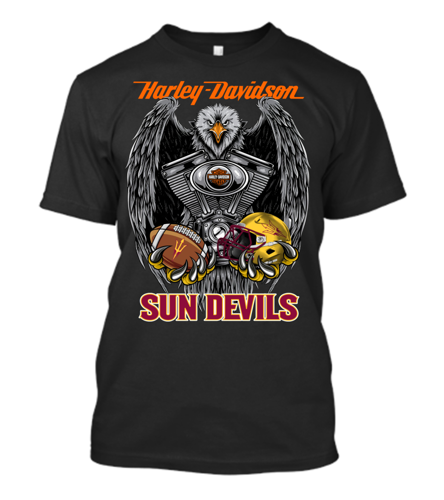 Harley Davidson Sun Devils Eagle Engine Football Helmet T-Shirt