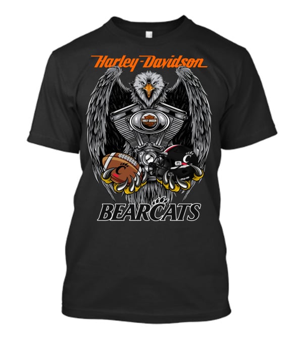 Harley Davidson Bearcats Football Eagle Engine T-Shirt