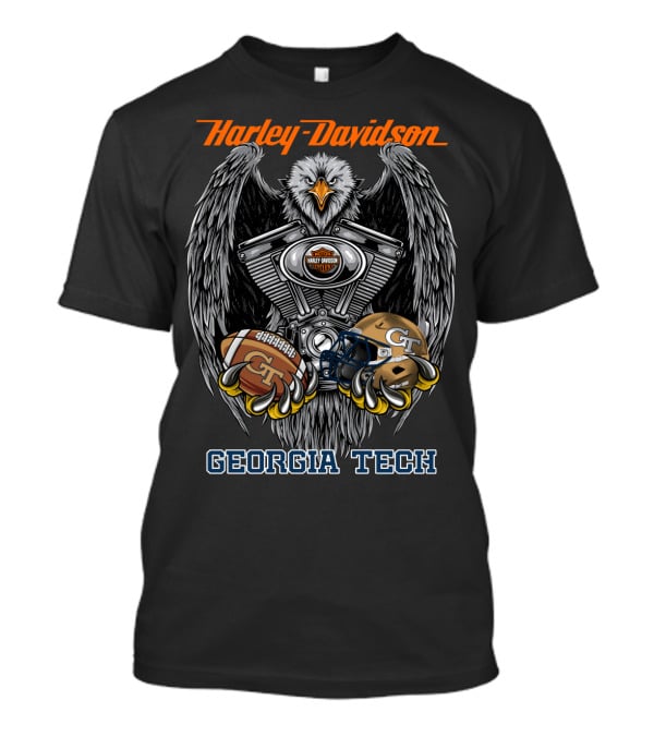 Harley Davidson Georgia Tech Gt Motorcycle Engine Eagle Helmet Football T-Shirt