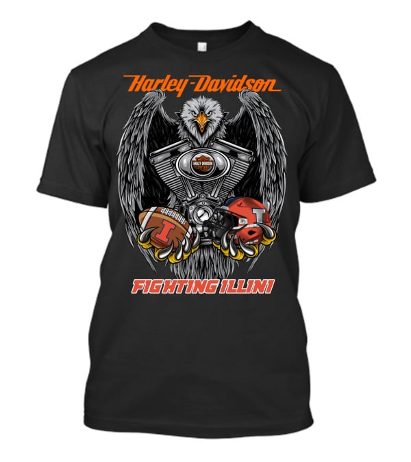 Harley Davidson Fighting Illini Football Eagle T-Shirt