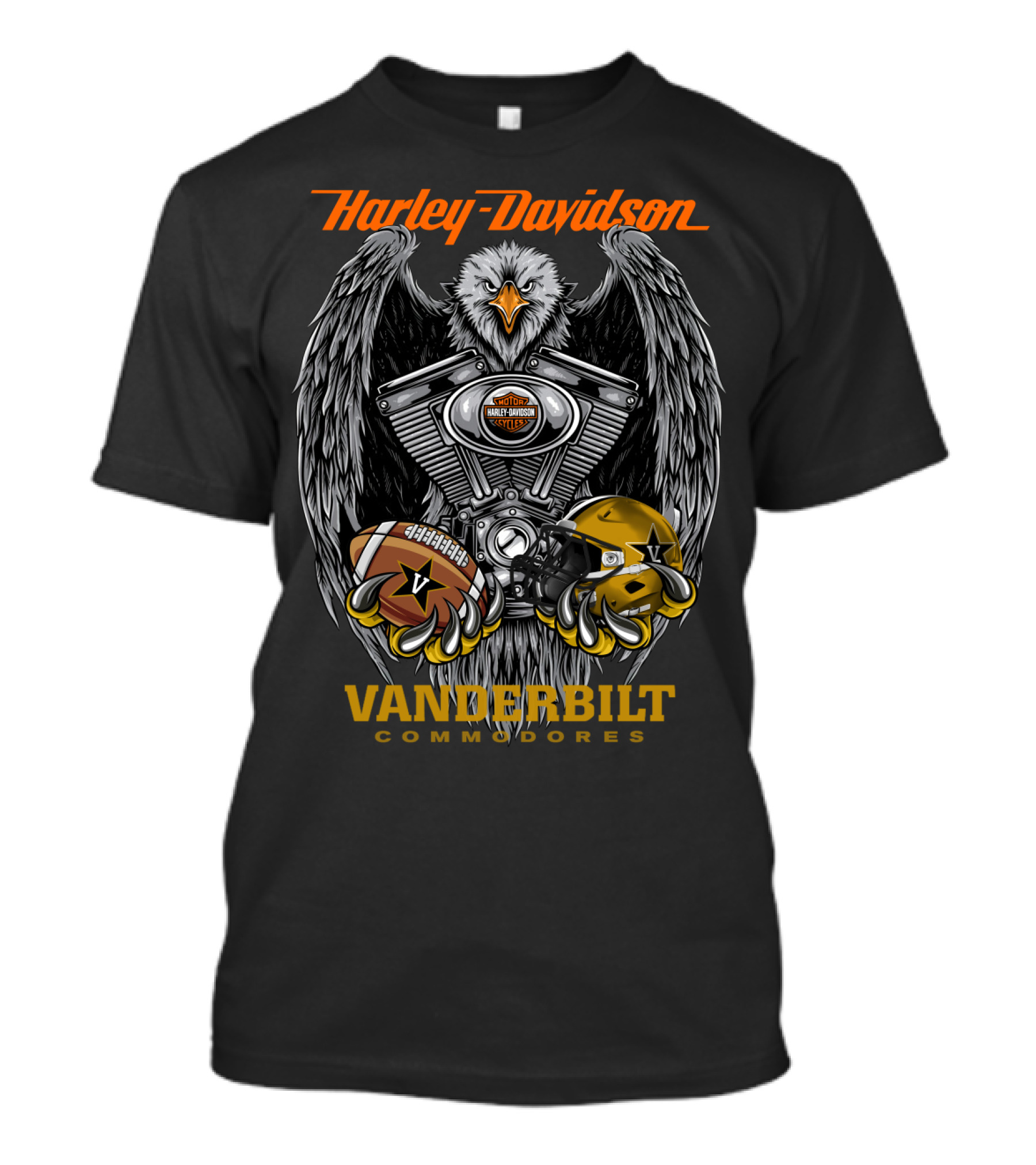 Harley Davidson Vanderbilt Commodores Ncaa Football Eagle Engine T-Shirt