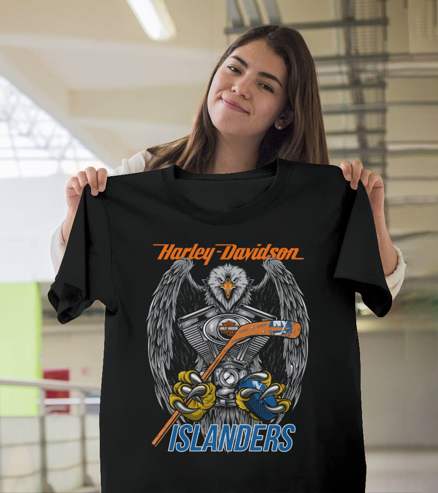 Harley Davidson Islanders Nhl Nyi Eagle Hockey Stick T-Shirt