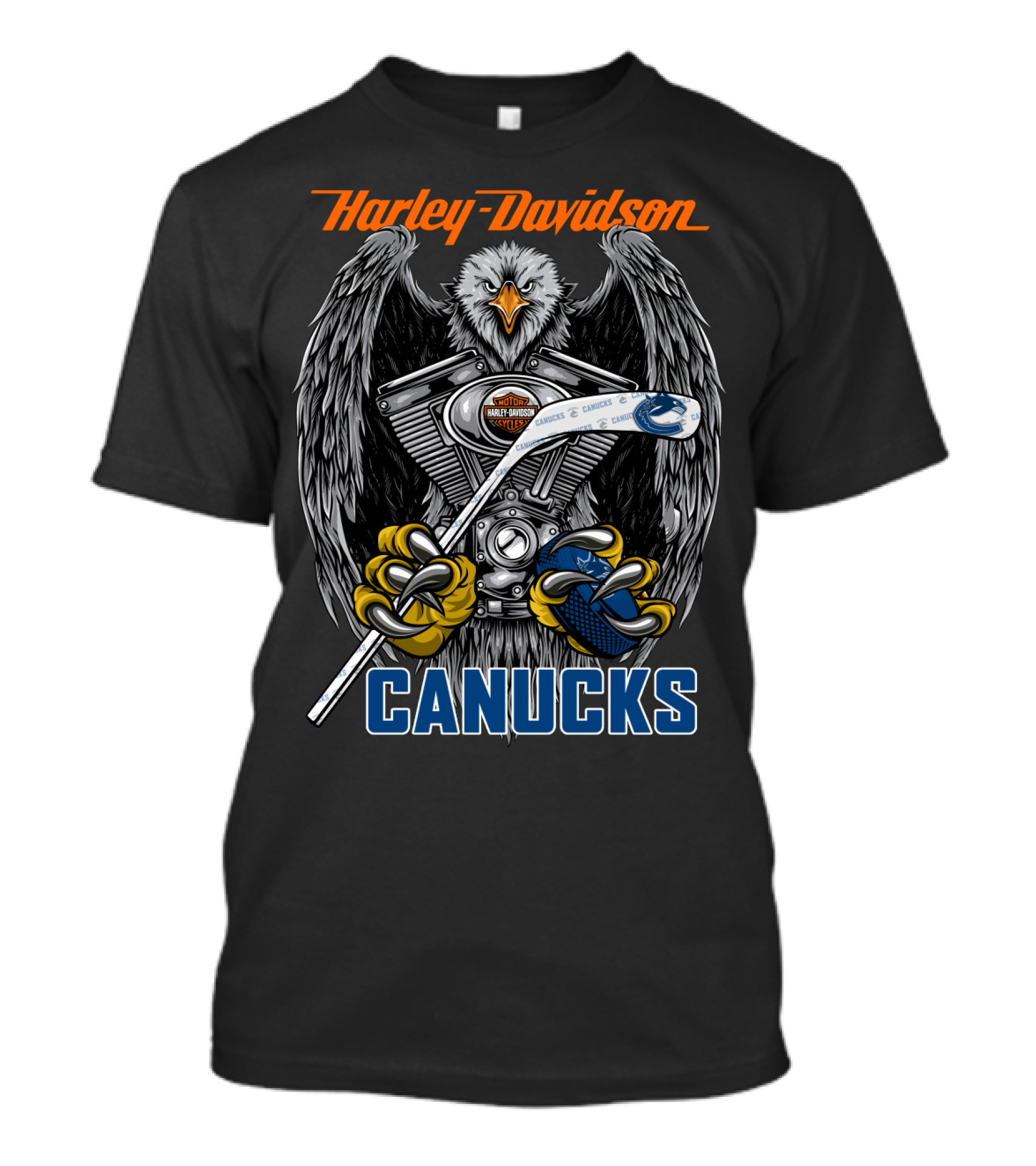 Harley Davidson Canucks Nhl Eagle Hockey Engine T-Shirt