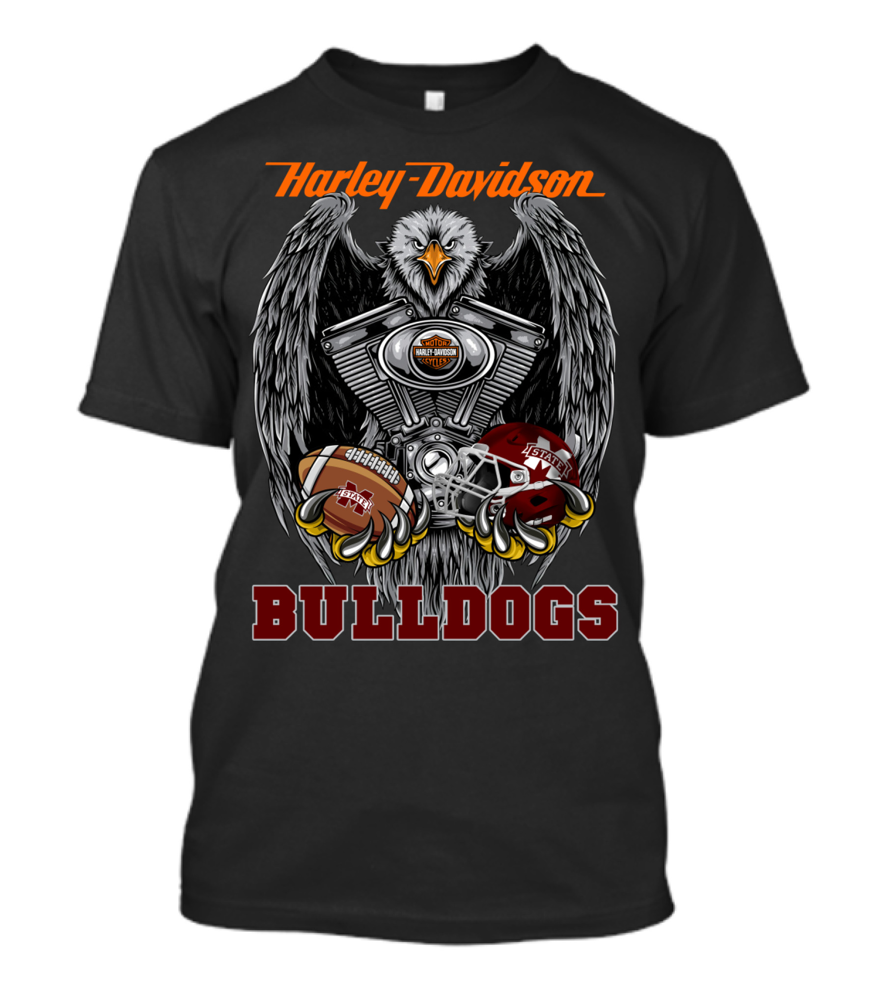Harley Davidson Bulldogs Football Eagle Engine Mississippi State T-Shirt