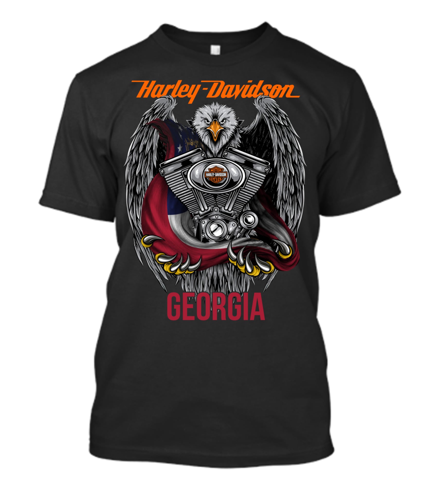 Harley Davidson Georgia Eagle Engine Badge T-Shirt