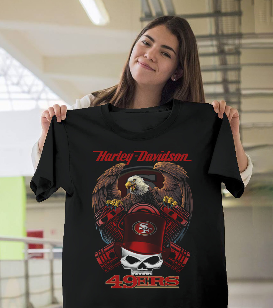 Harley Davidson Sf 49ers Eagle Skull Nfl 49ers T-Shirt