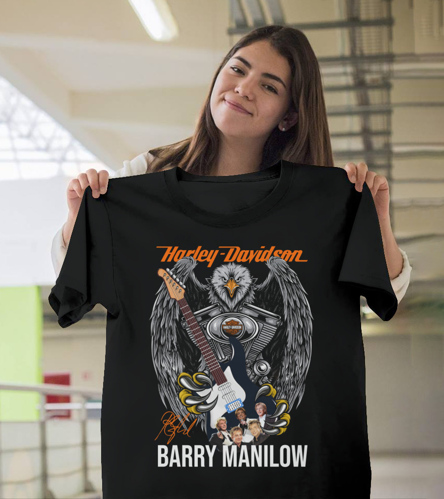 Barry Manilow Harley Davidson Eagle Guitar Artwork T-Shirt