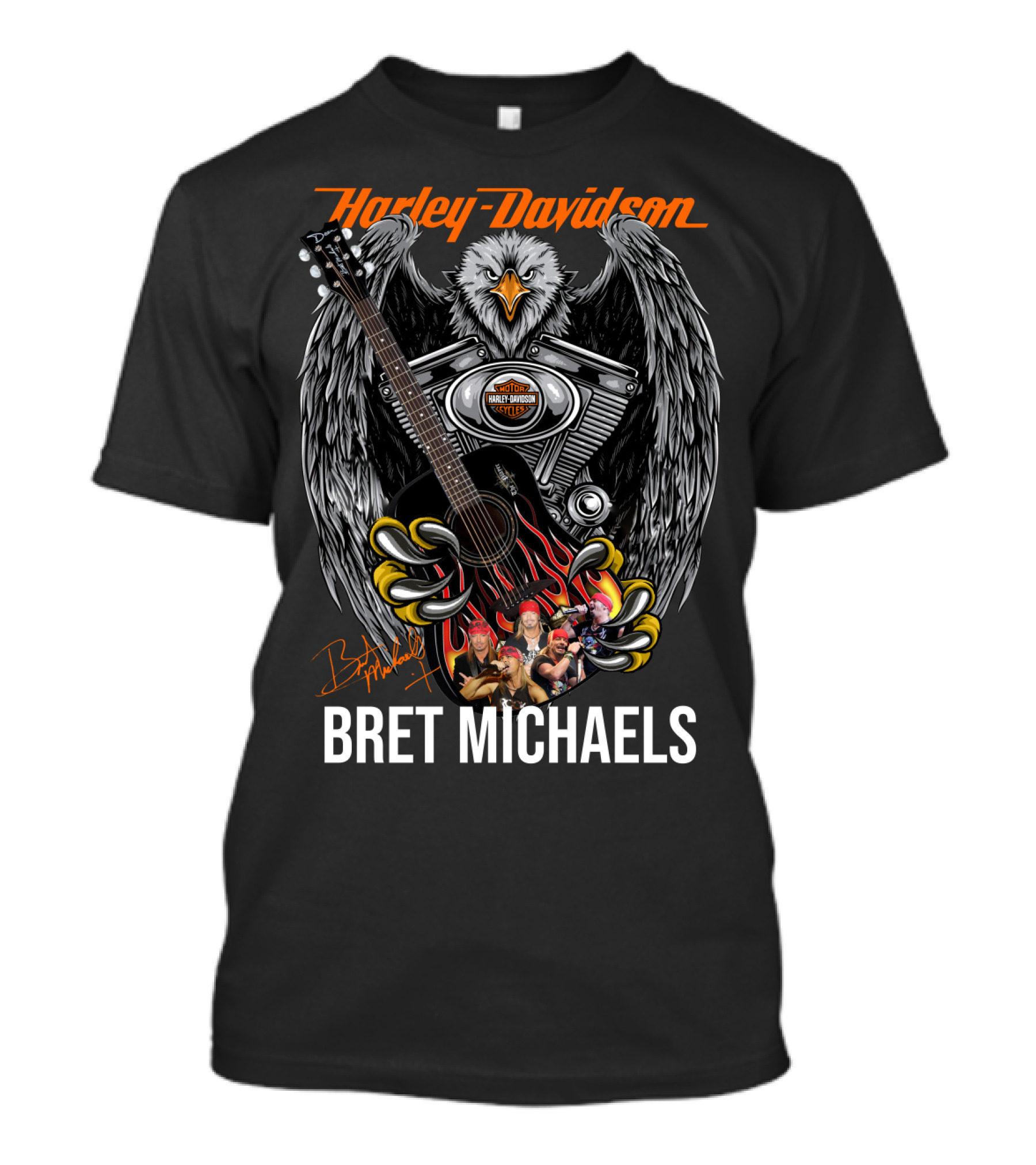 Harley Davidson Bret Michaels Eagle Guitar T-Shirt