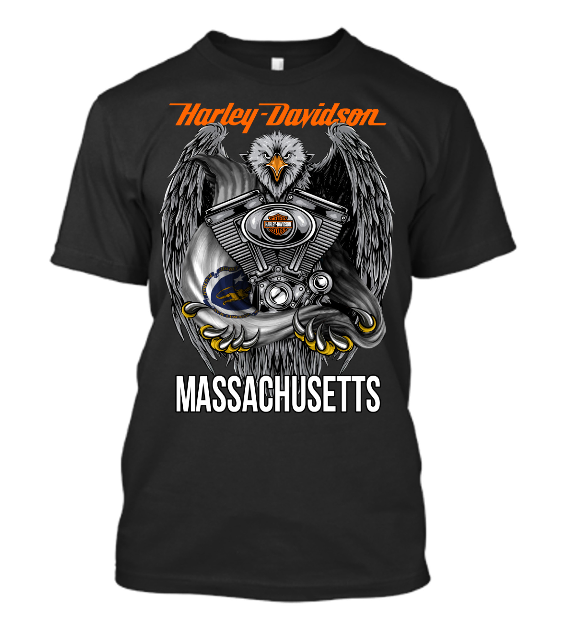 Harley Davidson Eagle Engine Massachusetts T-Shirt