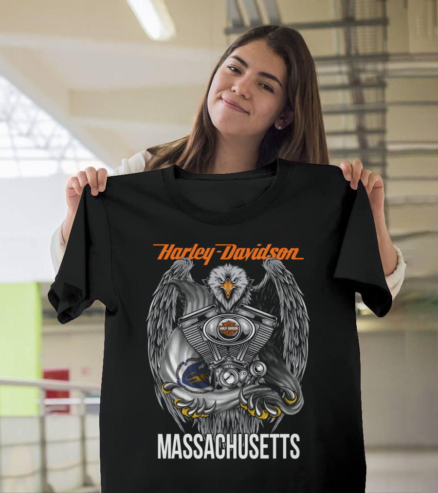 Harley Davidson Eagle Engine Massachusetts T-Shirt
