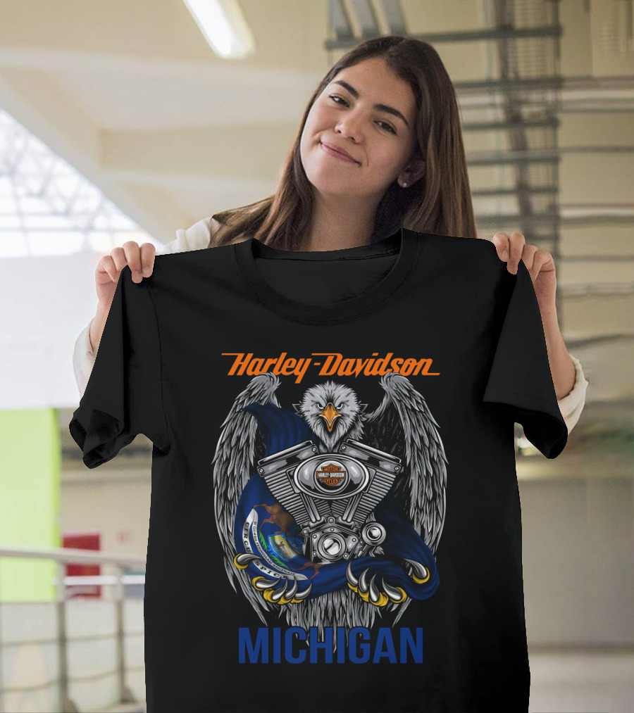 Harley Davidson Michigan Eagle Engine T-Shirt