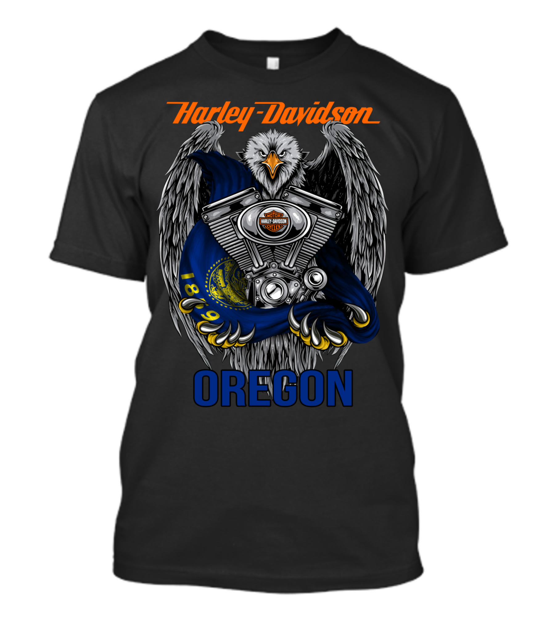 Harley Davidson Oregon Eagle Engine Flag 1899 T-Shirt