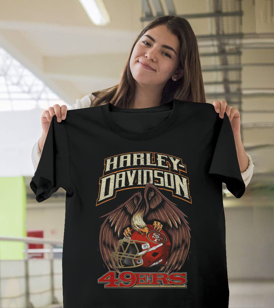 Harley Davidson San Francisco 49ers Hta 21 01 Eagle Helmet T-Shirt