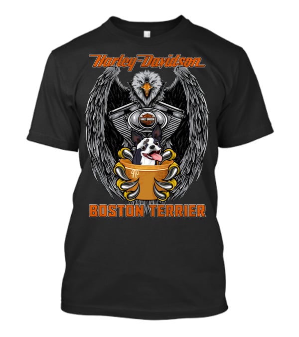 Harley Davidson Boston Terrier Eagle Engine T-Shirt