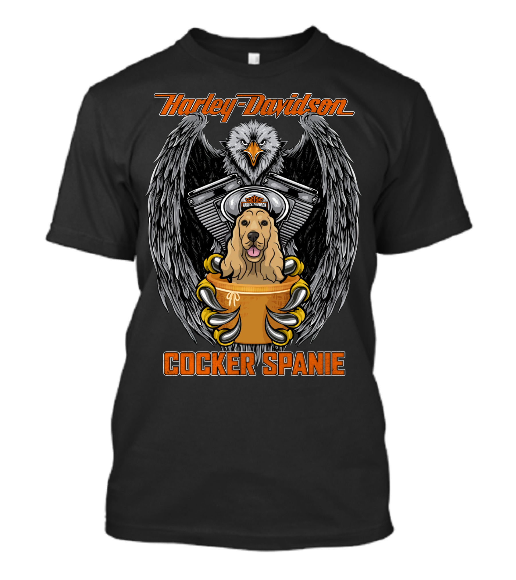Harley Davidson Eagle Engine Cocker Spanie T-Shirt