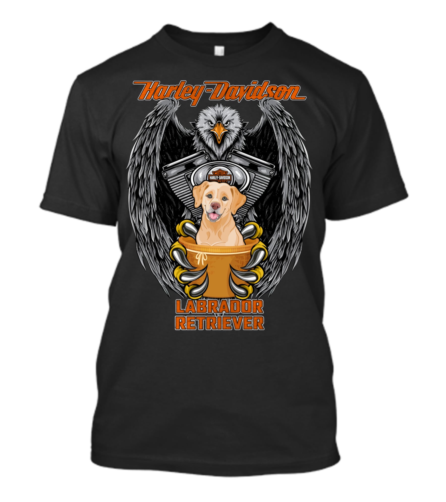 Harley Davidson Labrador Retriever Eagle Motif T-Shirt