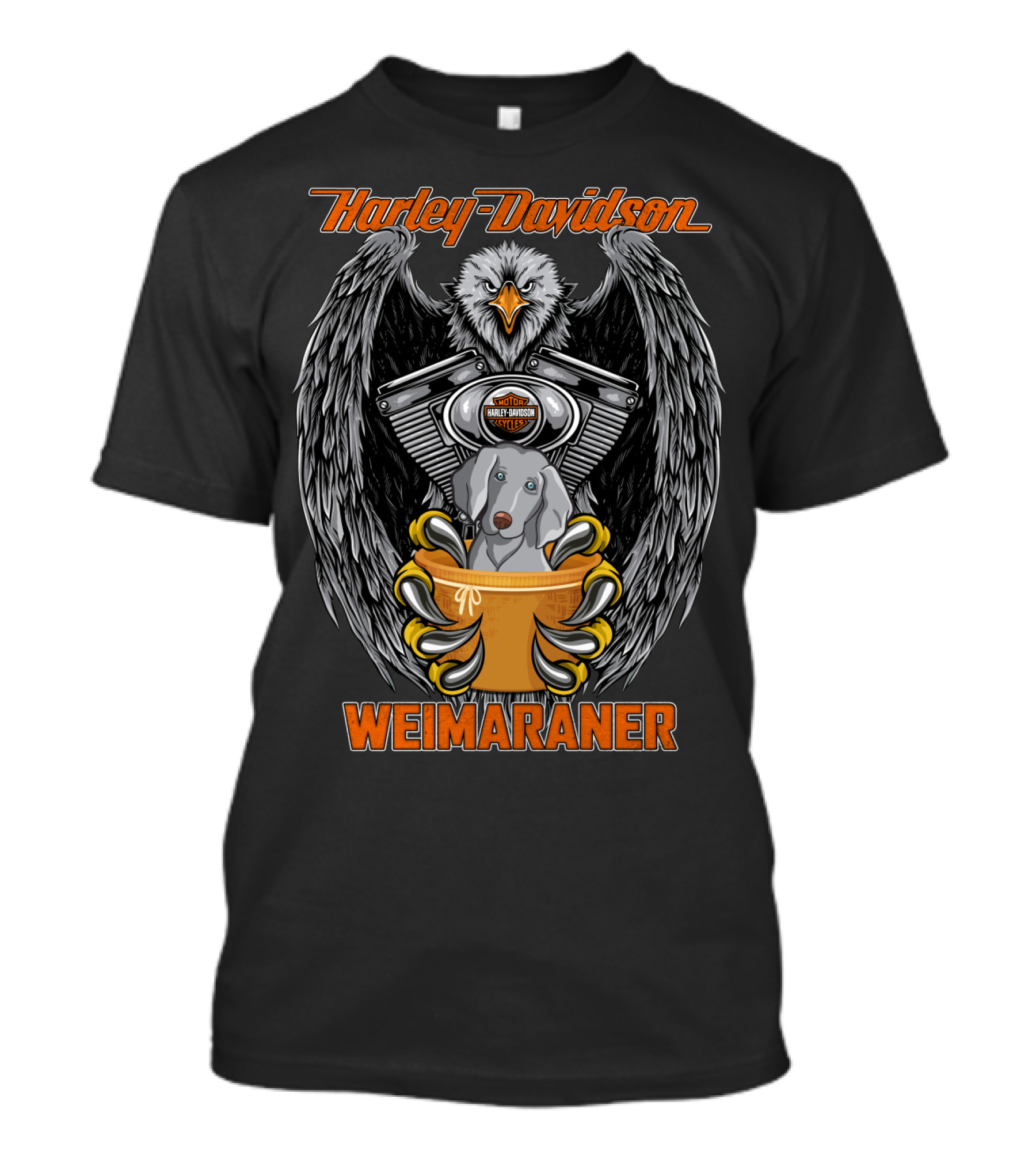 Harley Davidson Weimaraner Eagle Motorcycles T-Shirt