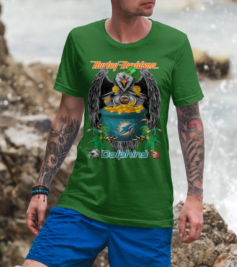 Harley Davidson Miami Dolphins Nfl Eagle Gold Coins T-Shirt