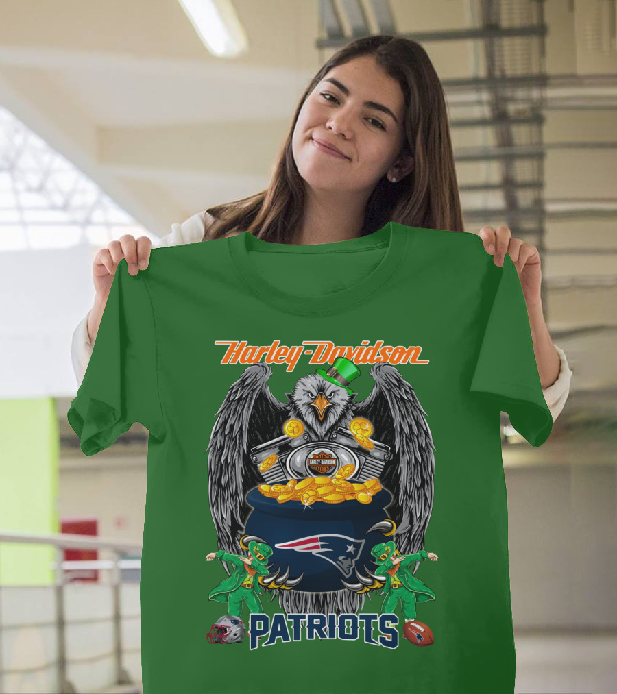 Harley Davidson Nfl New England Patriots 46 St. Patrick's Day T-Shirt