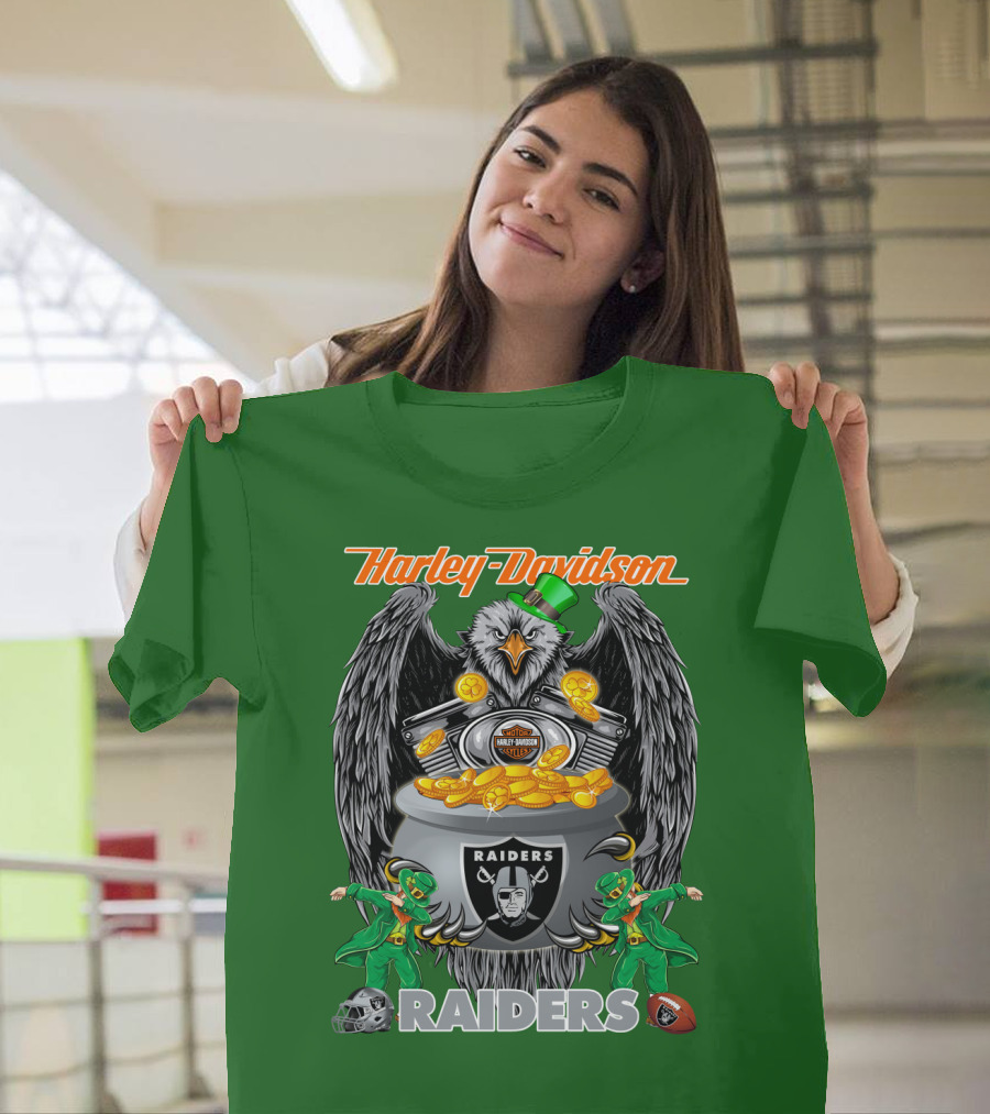 Harley Davidson Raiders Nfl Oakland Raiders Eagle Pot Of Gold T-Shirt