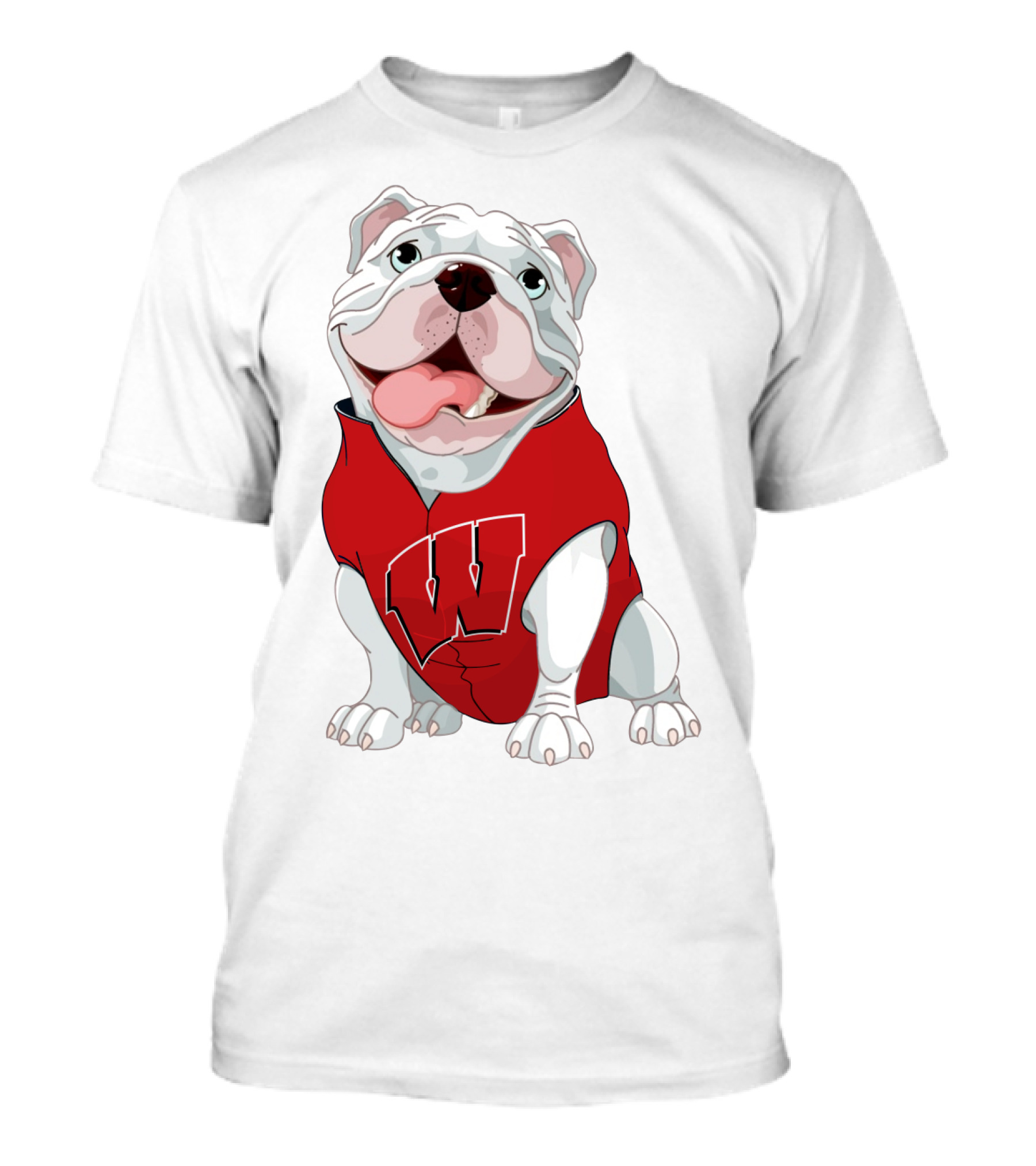 Wisconsin Badgers Bulldog In Red Sweater With W T-Shirt