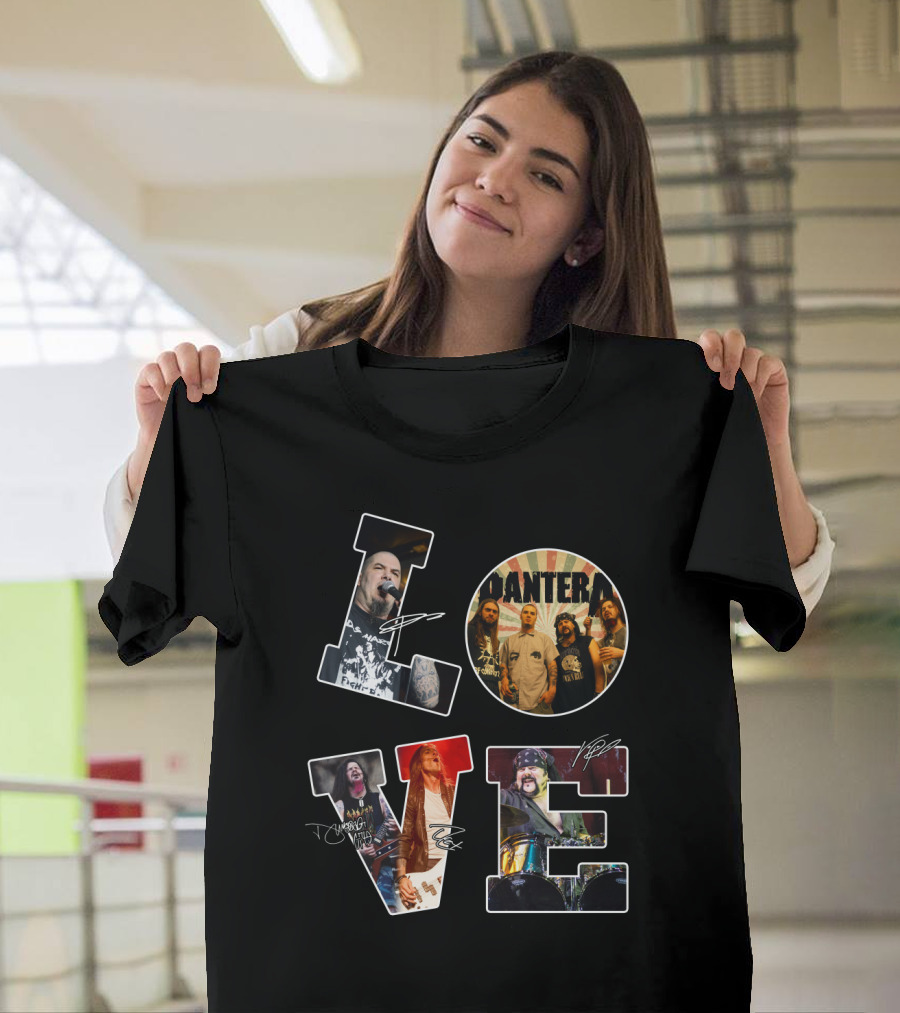 Pantera Love Band Members Autographed Photo Collage T-Shirt
