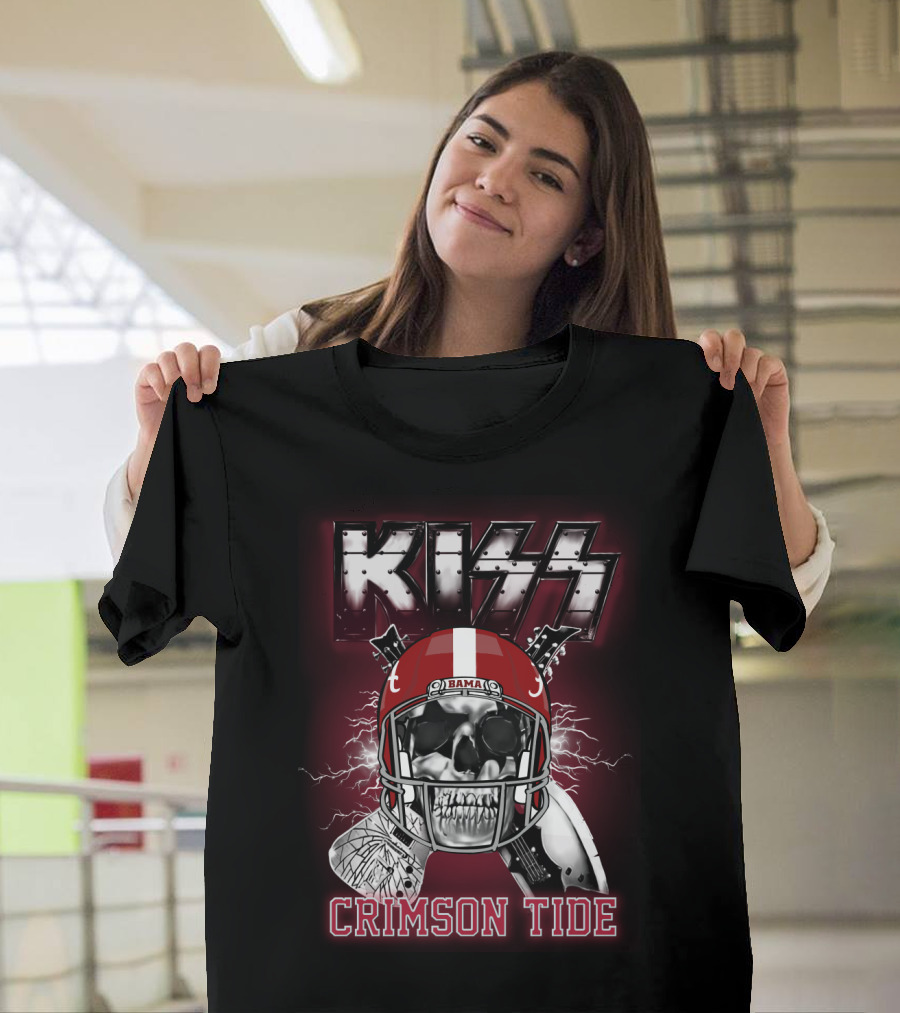 Kiss Bama Crimson Tide Football Skull Helmet T-Shirt