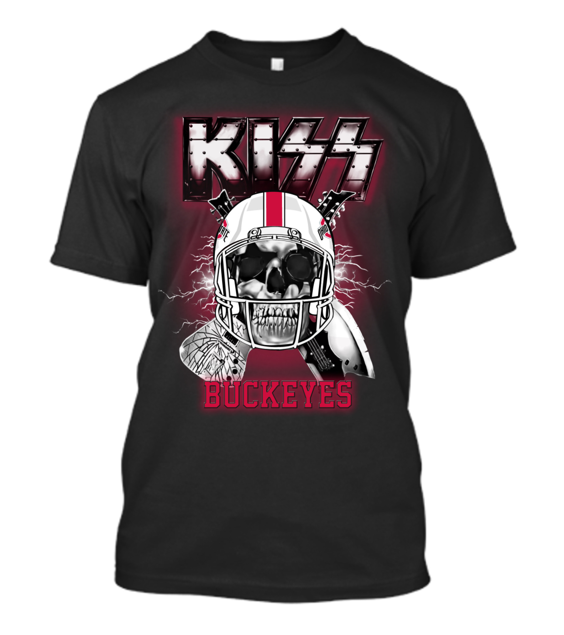 Kiss Buckeyes Football Skull Helmet Ncaa Osb 95 T-Shirt