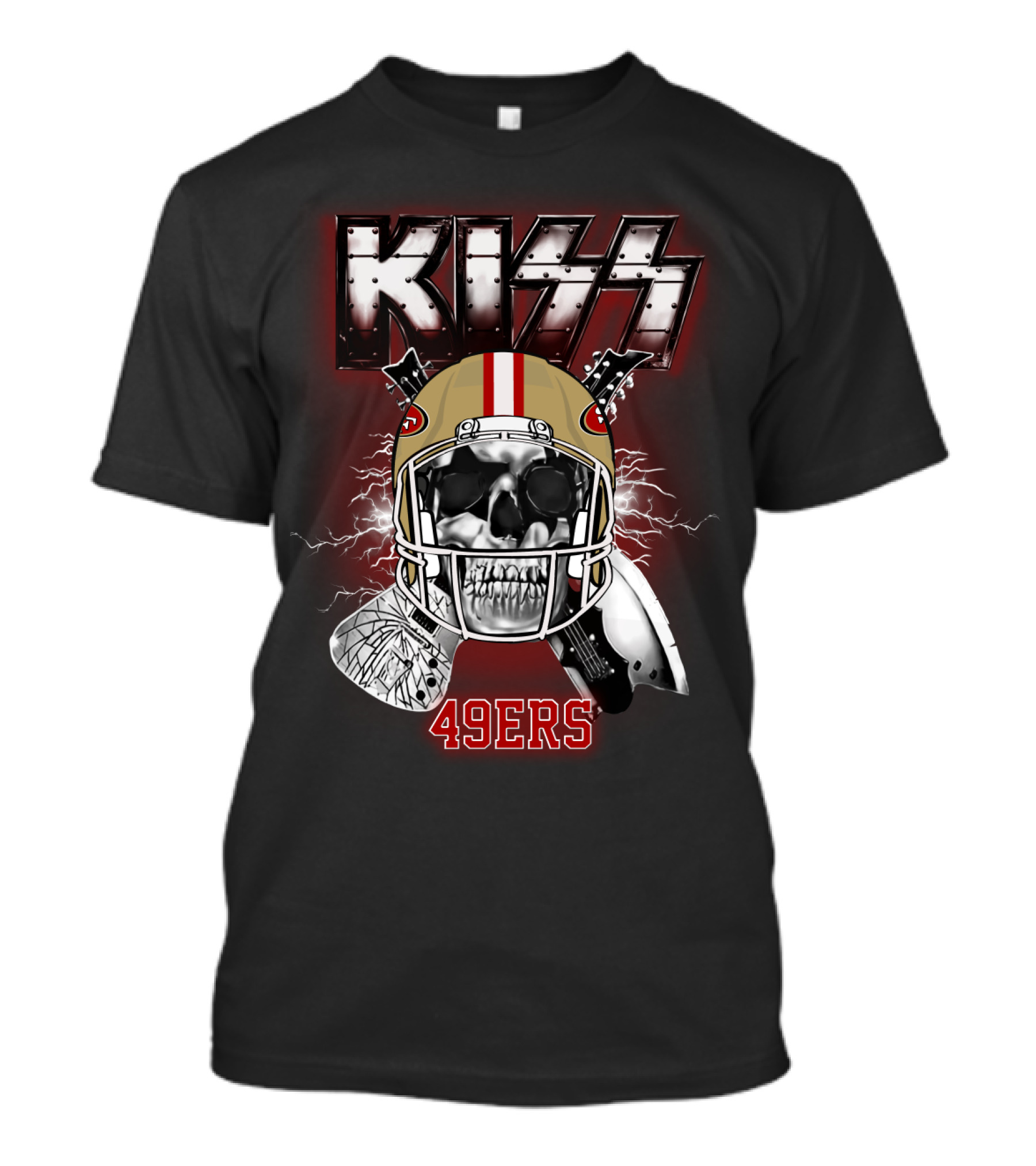 Kiss Sf 49ers Skull Helmet Electric T-Shirt
