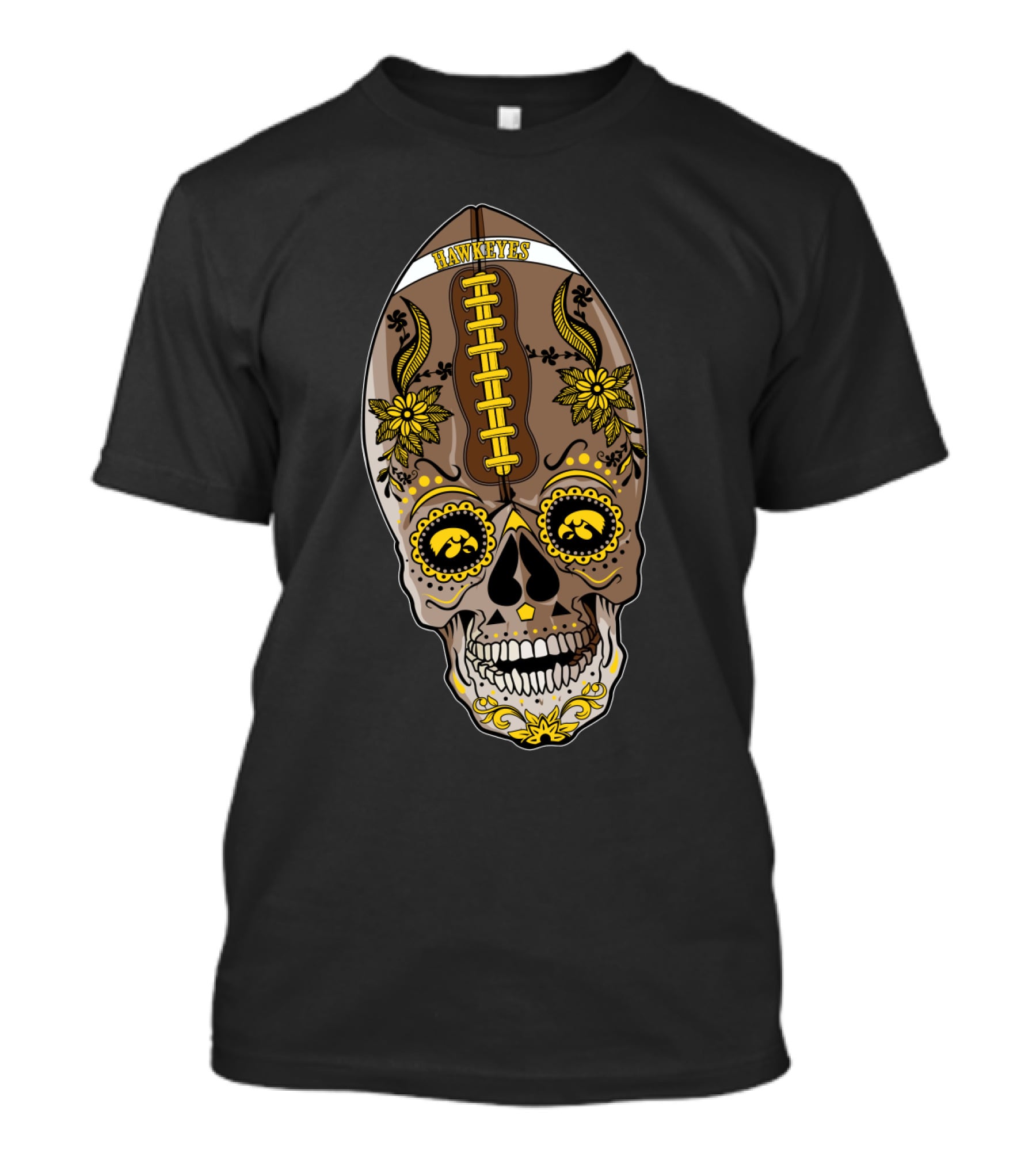 Hawkeyes Football Sugar Skull T-Shirt