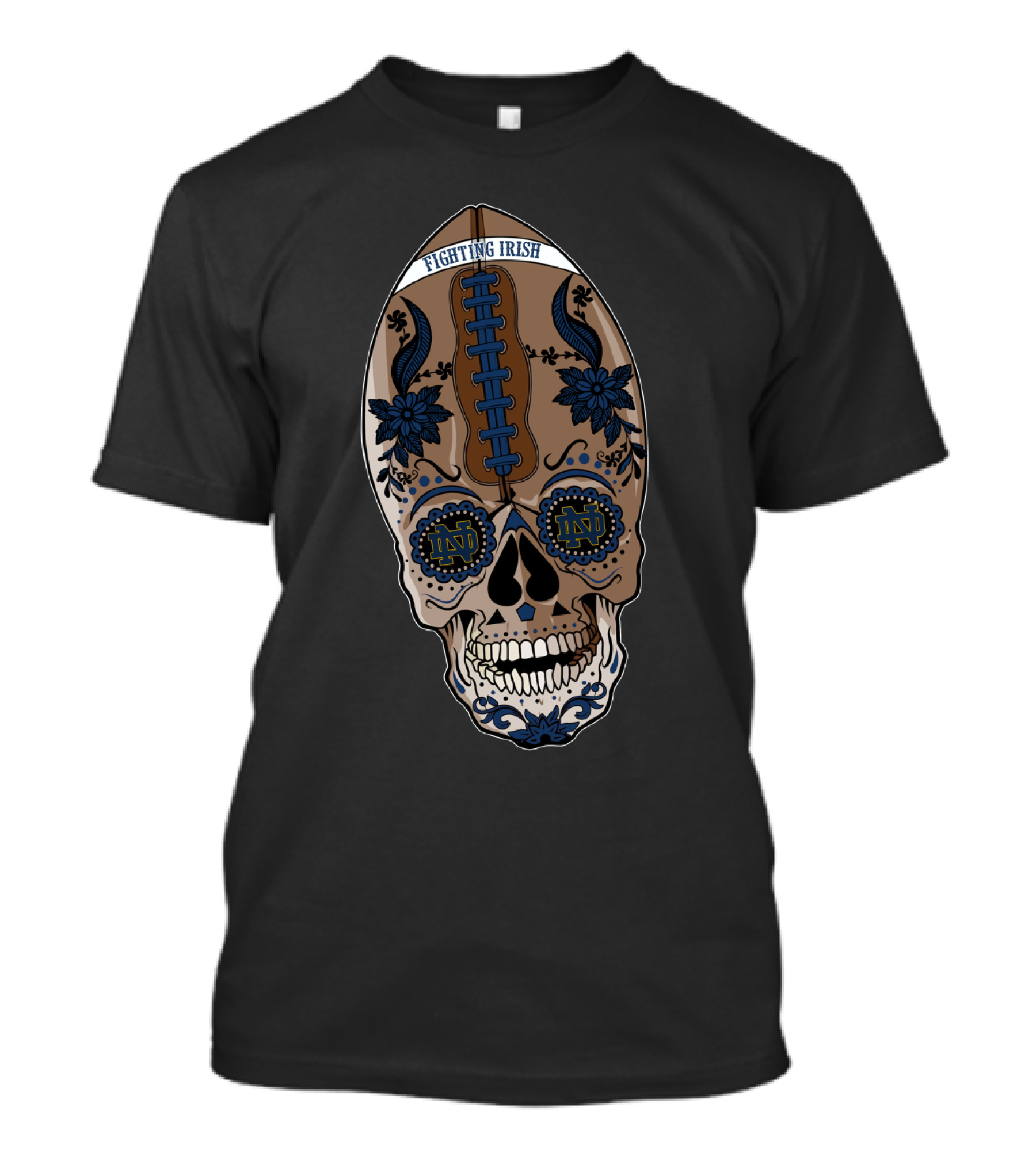 Ndfi Fighting Irish Skull Football T-Shirt