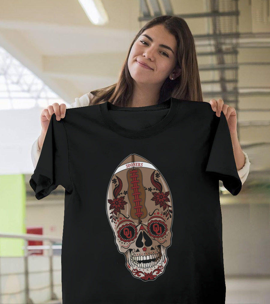 Sooners Ou Skull Football T-Shirt