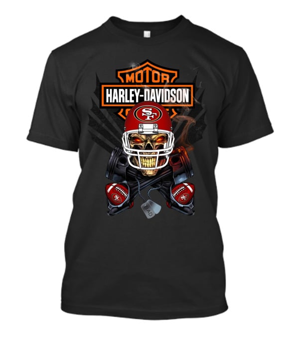 Harley Davidson Sf49 Football Skull Nfl Motor Art T-Shirt