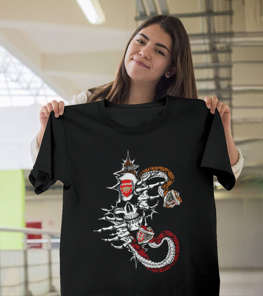 Arsenal Harley Davidson Skull And Serpents T-Shirt