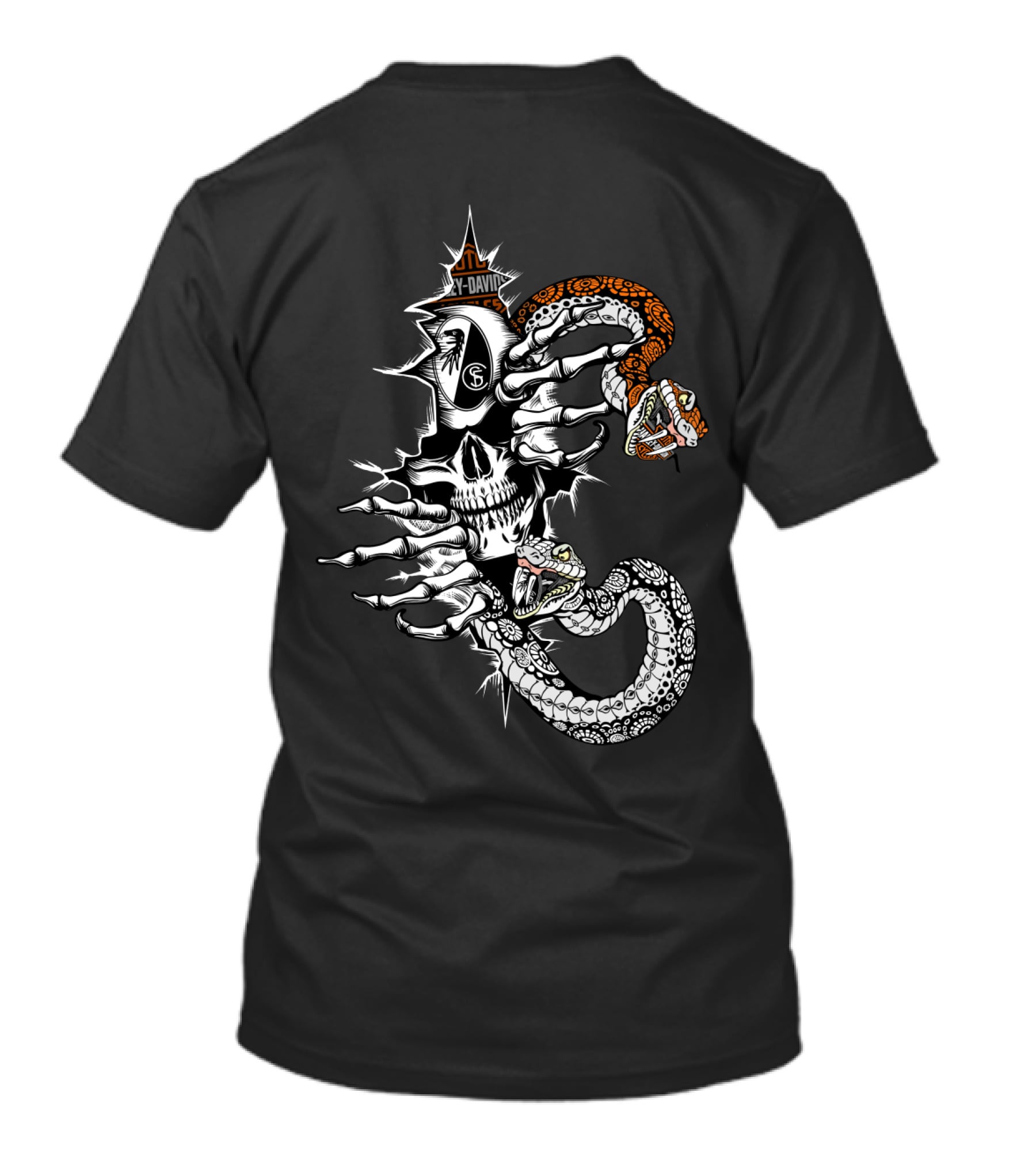 Scf Harley Davidson Skull Snake T-Shirt
