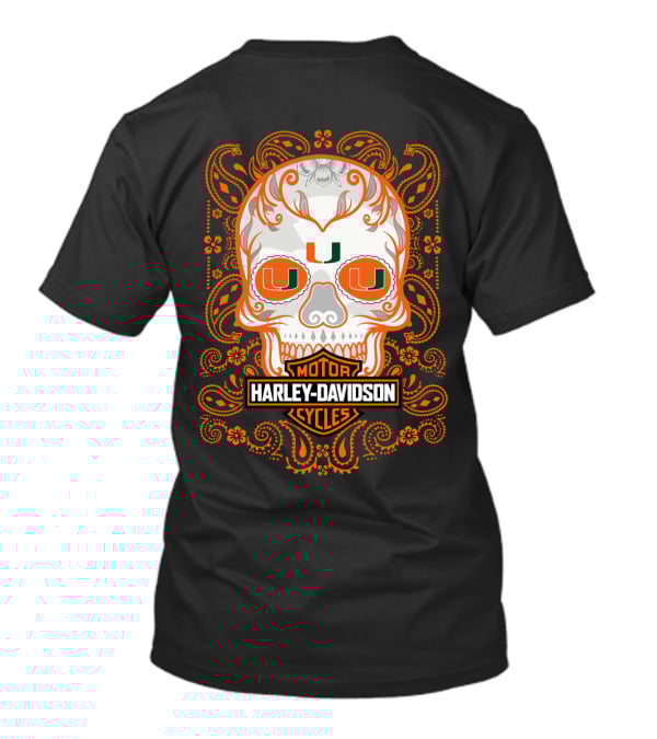 Harley Davidson Motor Cycles Miami Hurricanes U Skull T-Shirt