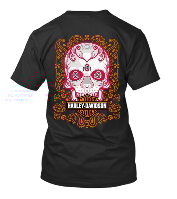 Ohio State Harley Davidson Skull Motor Cycles T-Shirt