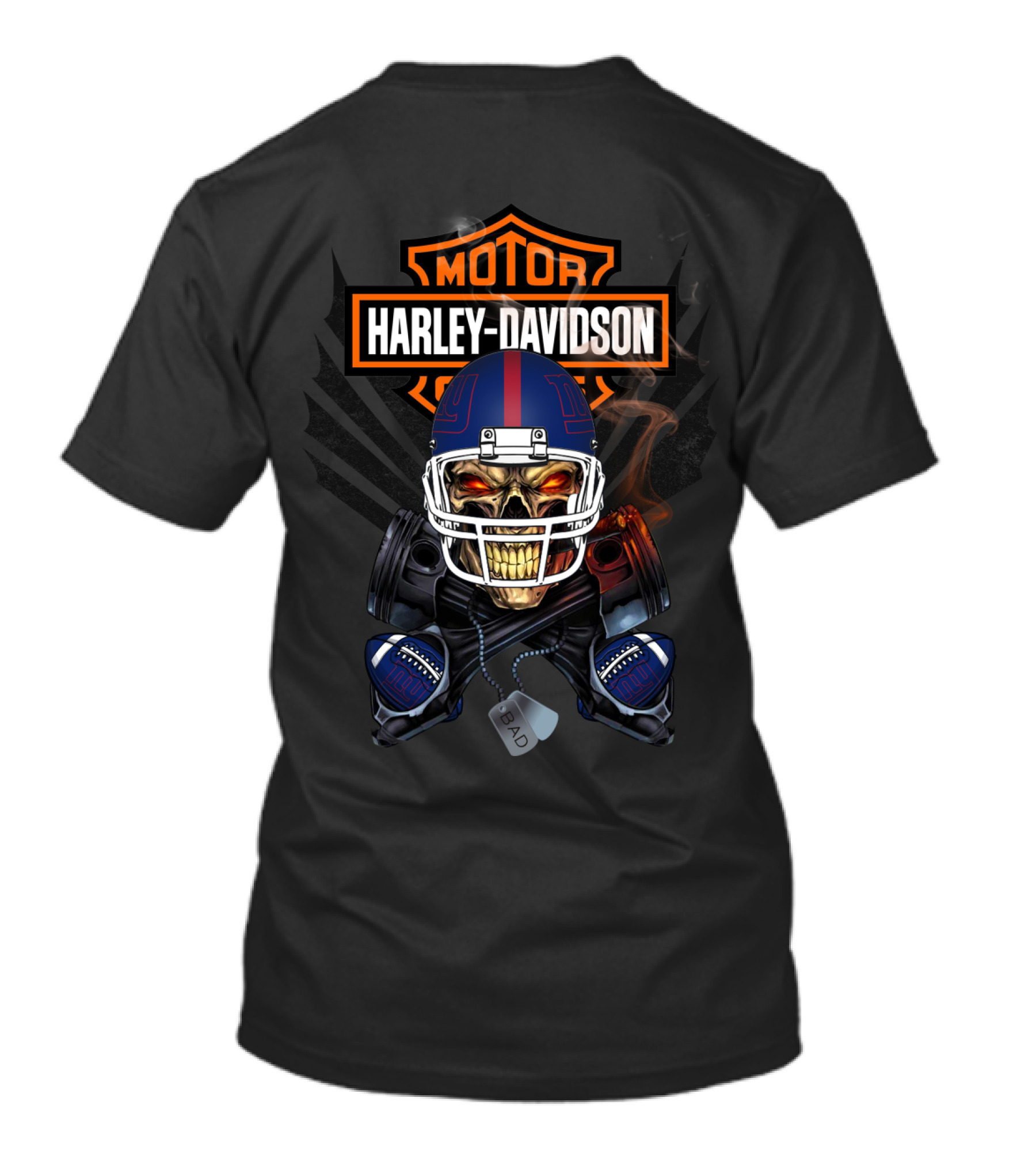 Harley Davidson New York Giants Skull Football Helmet T-Shirt