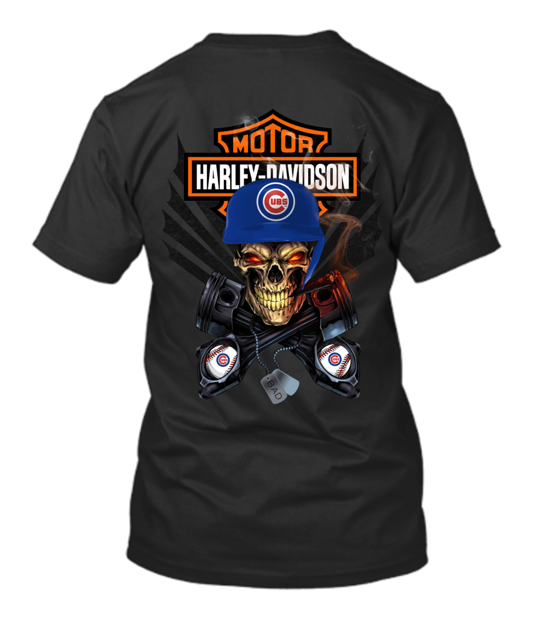Chicago Cubs Harley Davidson Skull T-Shirt