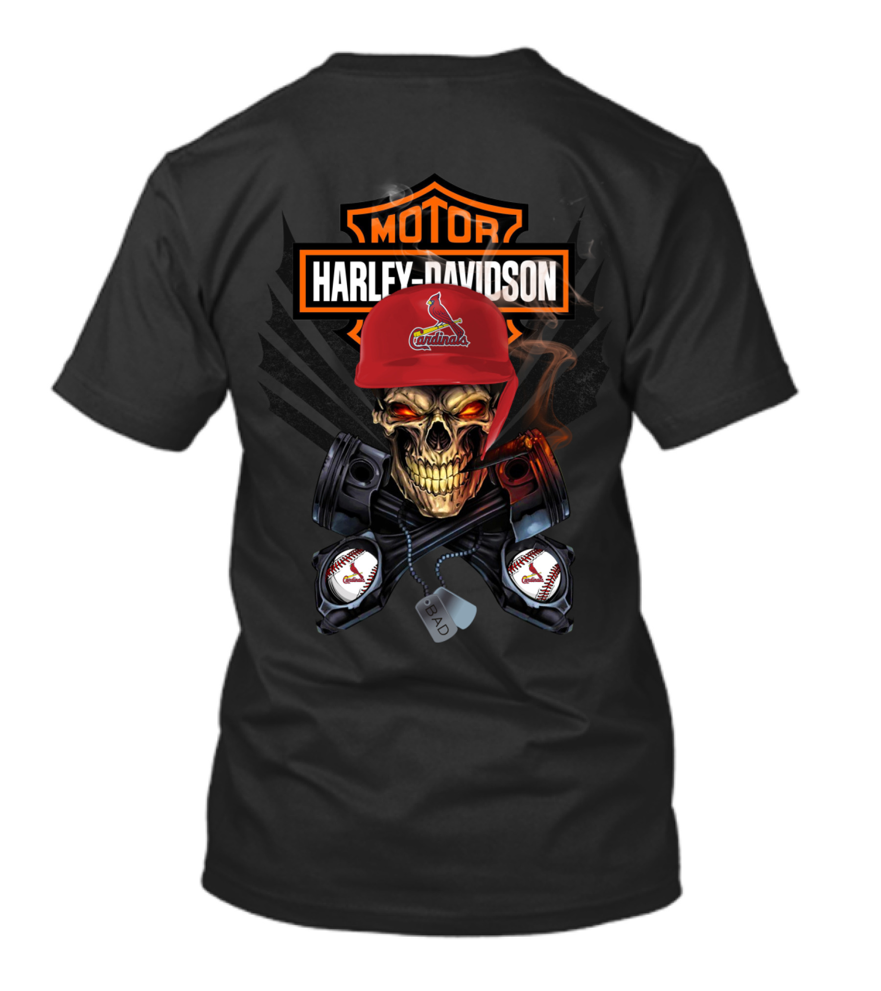 Harley Davidson Motor St Louis Cardinals Skull T-Shirt