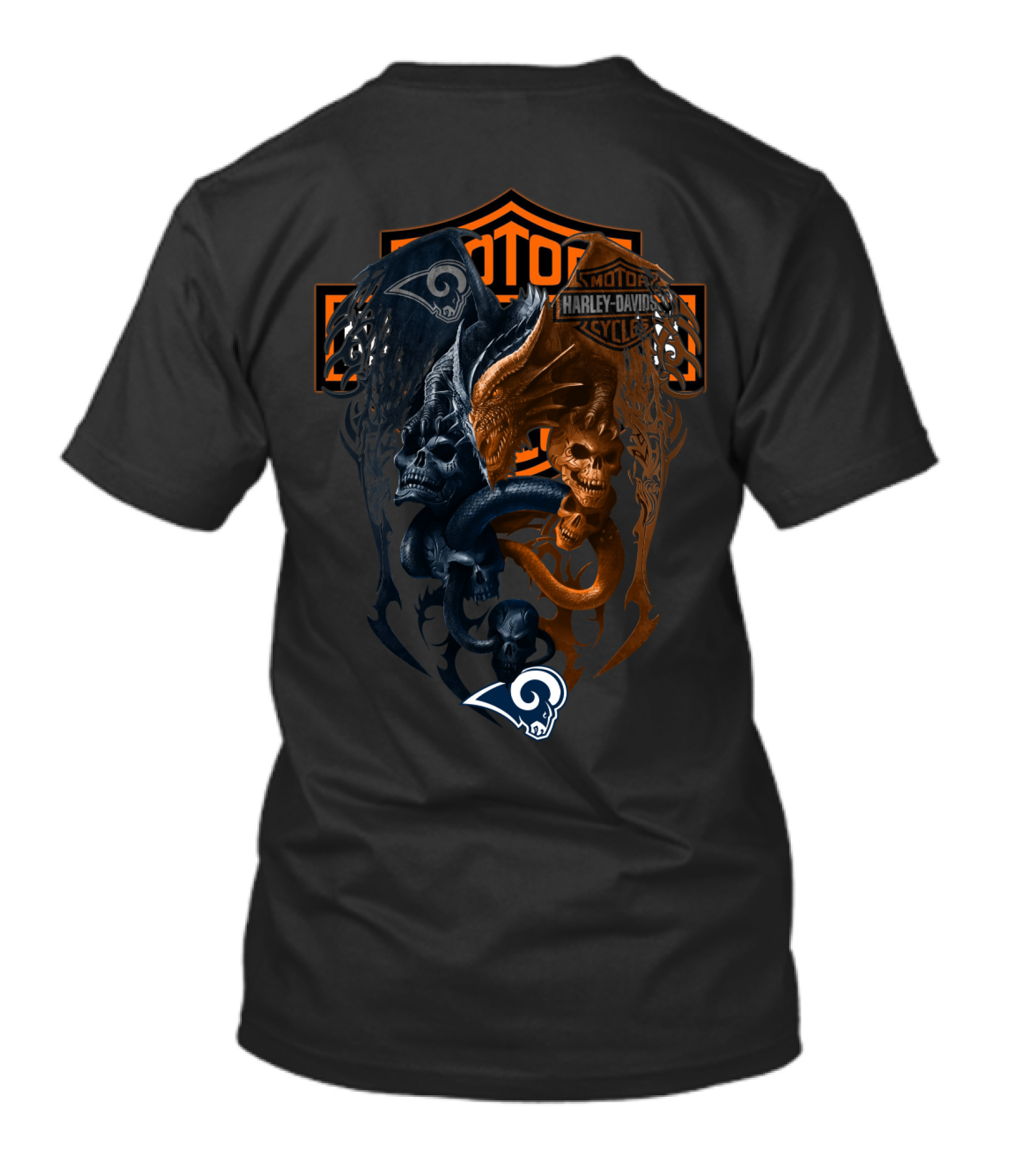 Harley Davidson Nfl Los Angeles Rams Skull And Dragon T-Shirt
