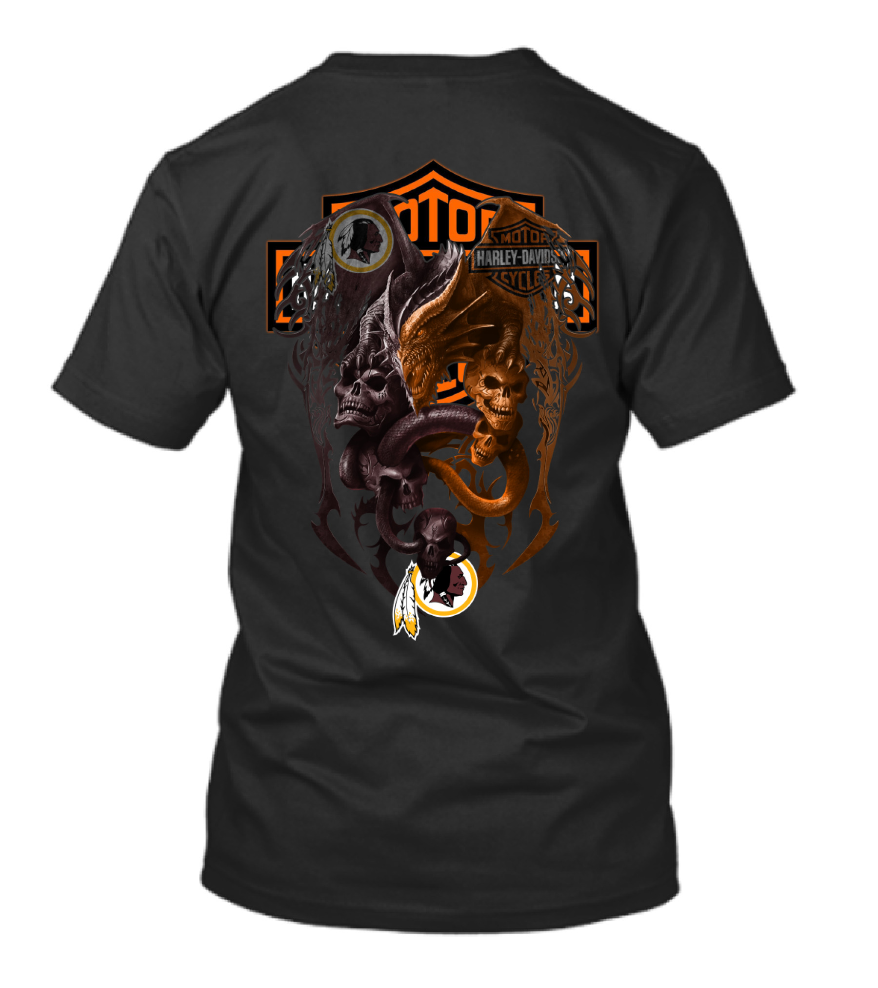 Motor Harley Davidson Cycles Nfl Skull Dragon Football Theme T-Shirt