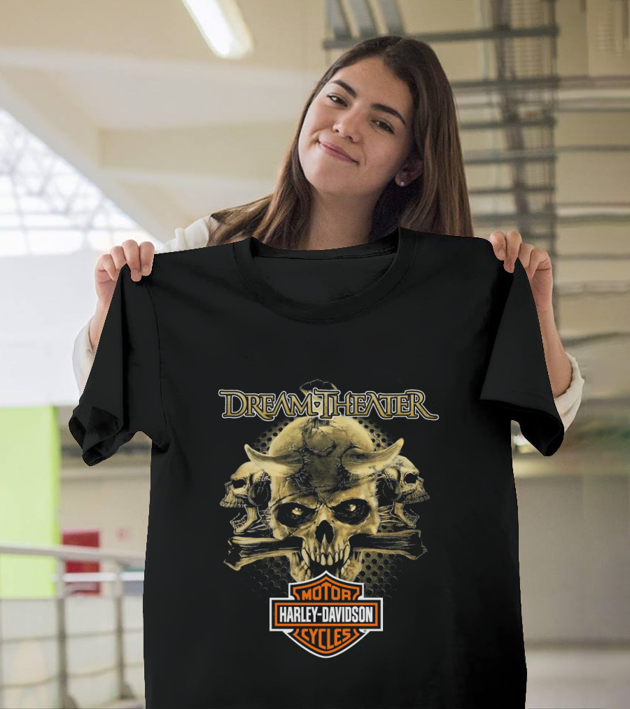 Dream Theater Harley Davidson Motorcycles Skull T-Shirt
