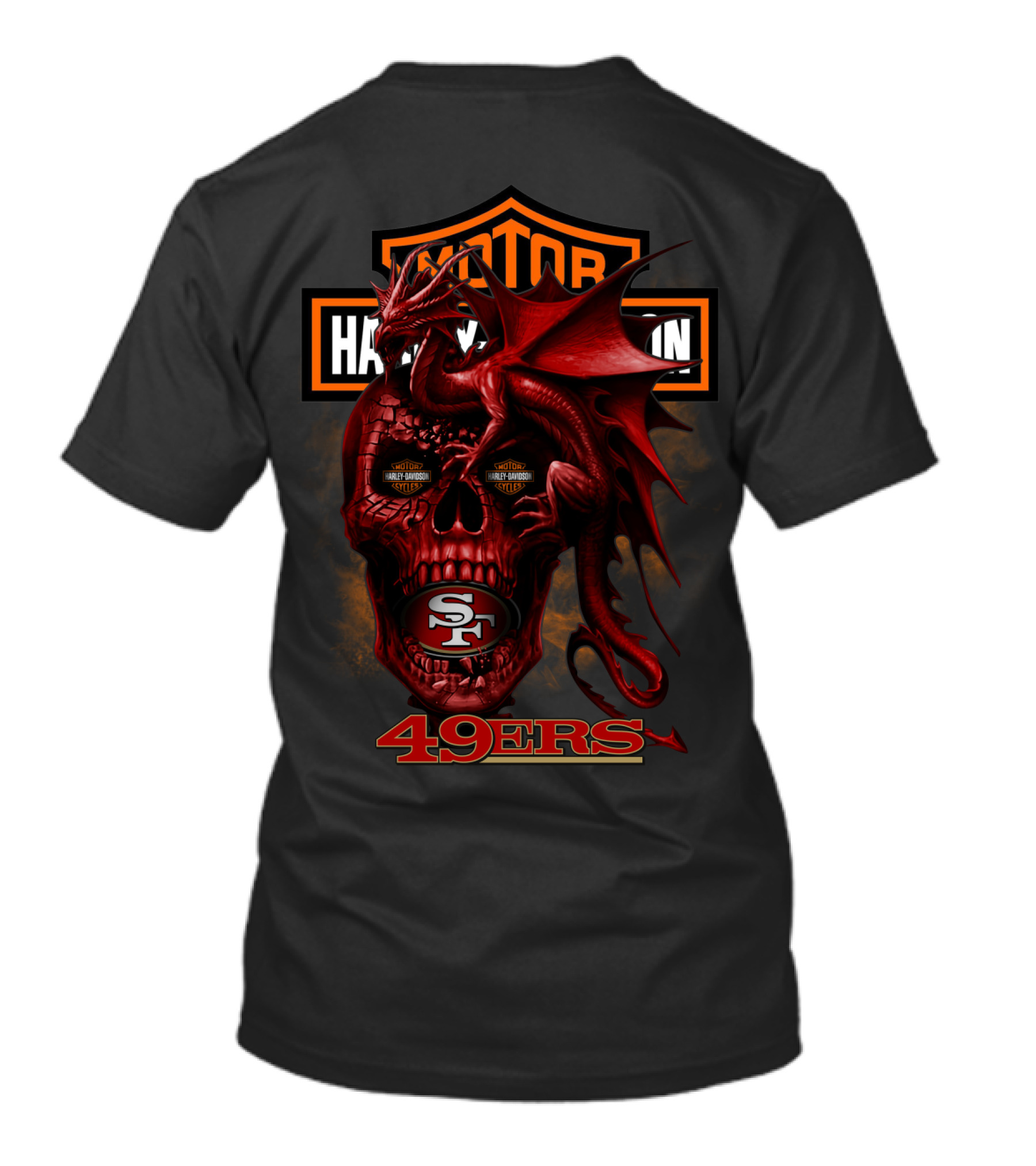 Motor Harley Davidson San Francisco 49ers Dragon Skull 49ers T-Shirt