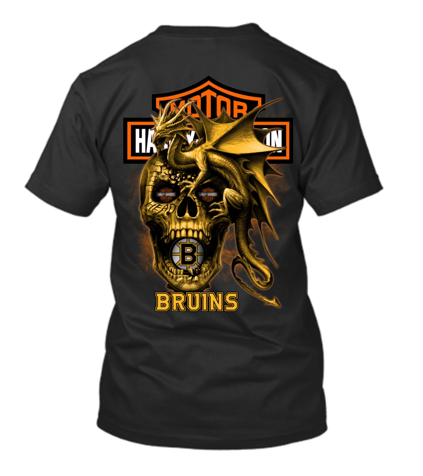 Boston Bruins Harley Skull Dragon T-Shirt