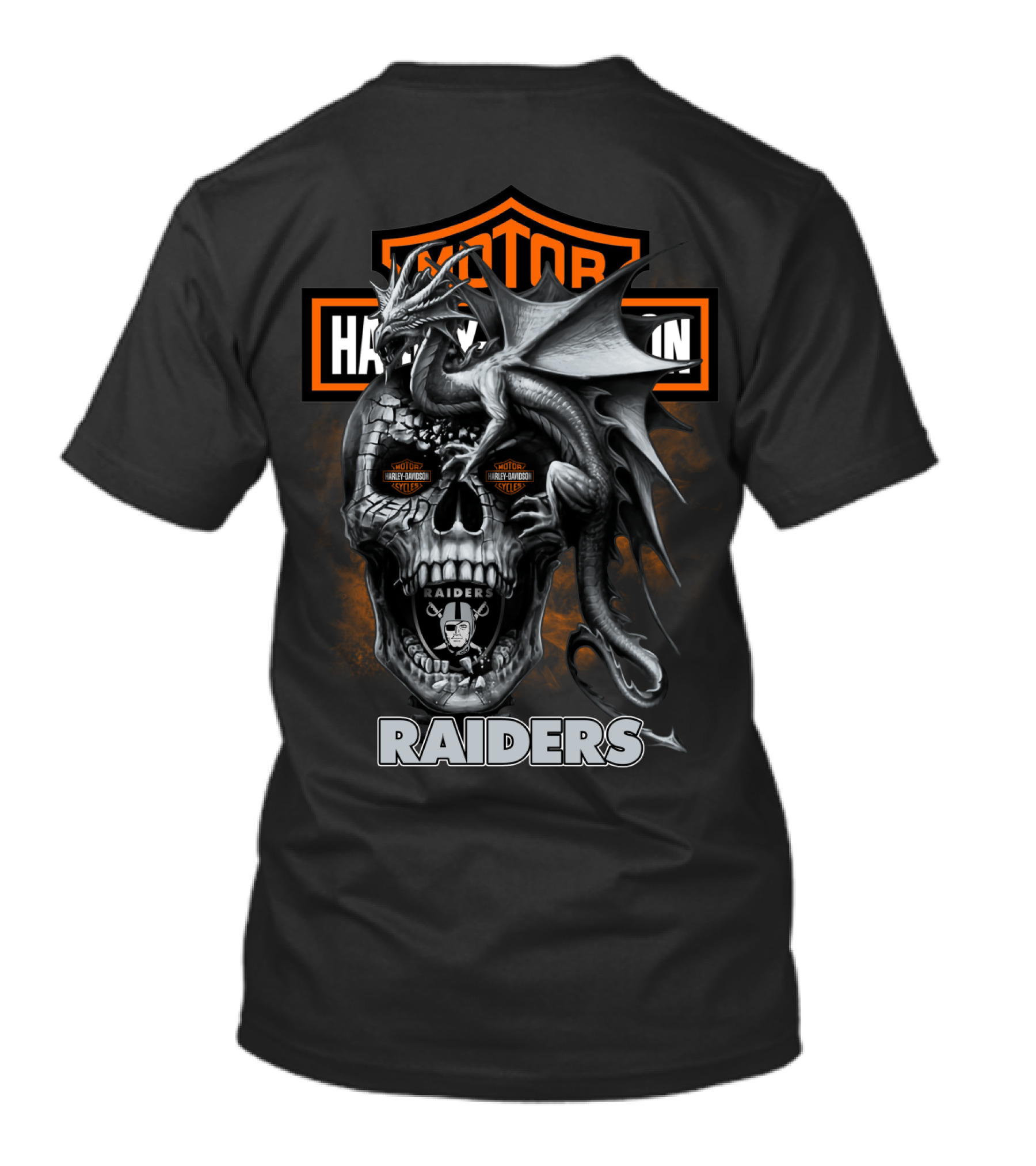 Motor Harley Davidson Raiders Skull Dragon T-Shirt